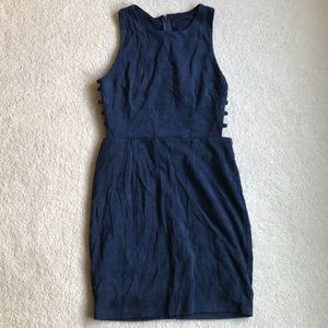 Suede navy blue dress